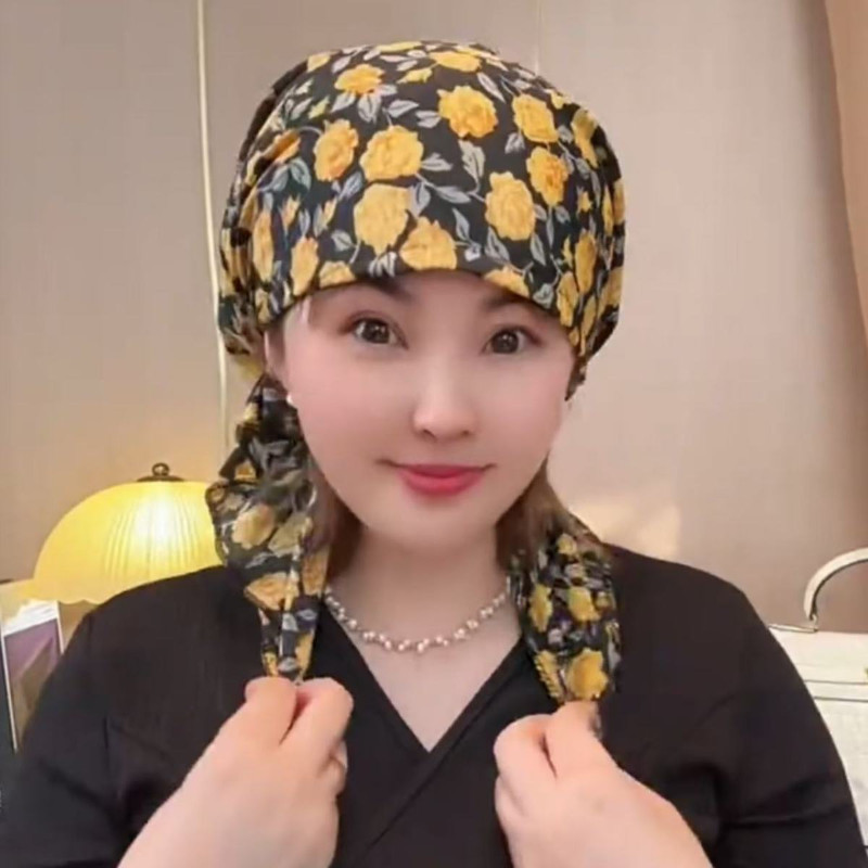 Mũ thời trang nữ với ruy băng mỏng, phong cách không vành Baotou, phù hợp làm khăn trùm đầu