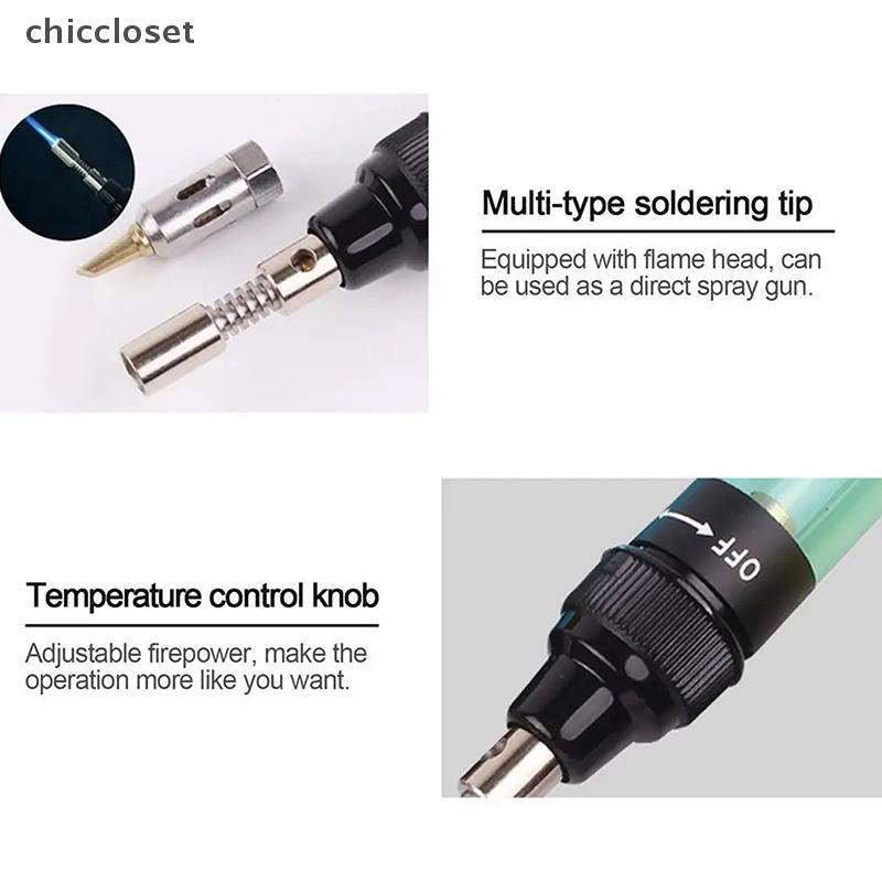 [chiccloset0] Bộ sắt hàn cầm tay 1300 độ C Đầu đốt bút hàn thổi ngọn đuốc Gas Hàn sắt không dây Butan Tip Tool Đẹp