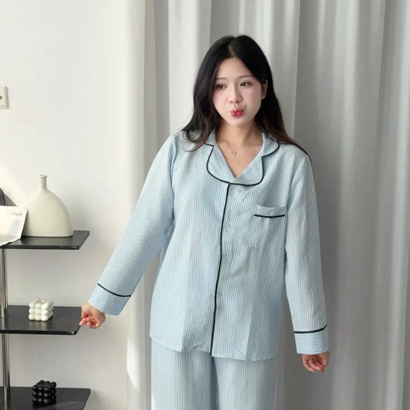 Đồ Bộ Nữ Đồ Mặc Nhà Bigsize Chất Đũi Xốp Mềm Nhẹ, Phong Cách Thanh Lịch | PONA