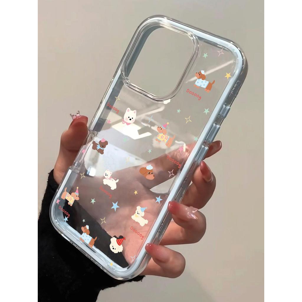 Tiếng Anh dễ thương chó 3 trong 1 cho 17 16ProMax trường hợp điện thoại 15pro 14plus