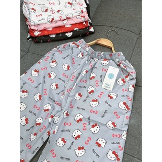 Quần Lụa 3D In Hình Kitty Dễ Thương - HoodieX- Quần Ống Rộng Mặc Nhà Cho Nữ Dưới 65kg