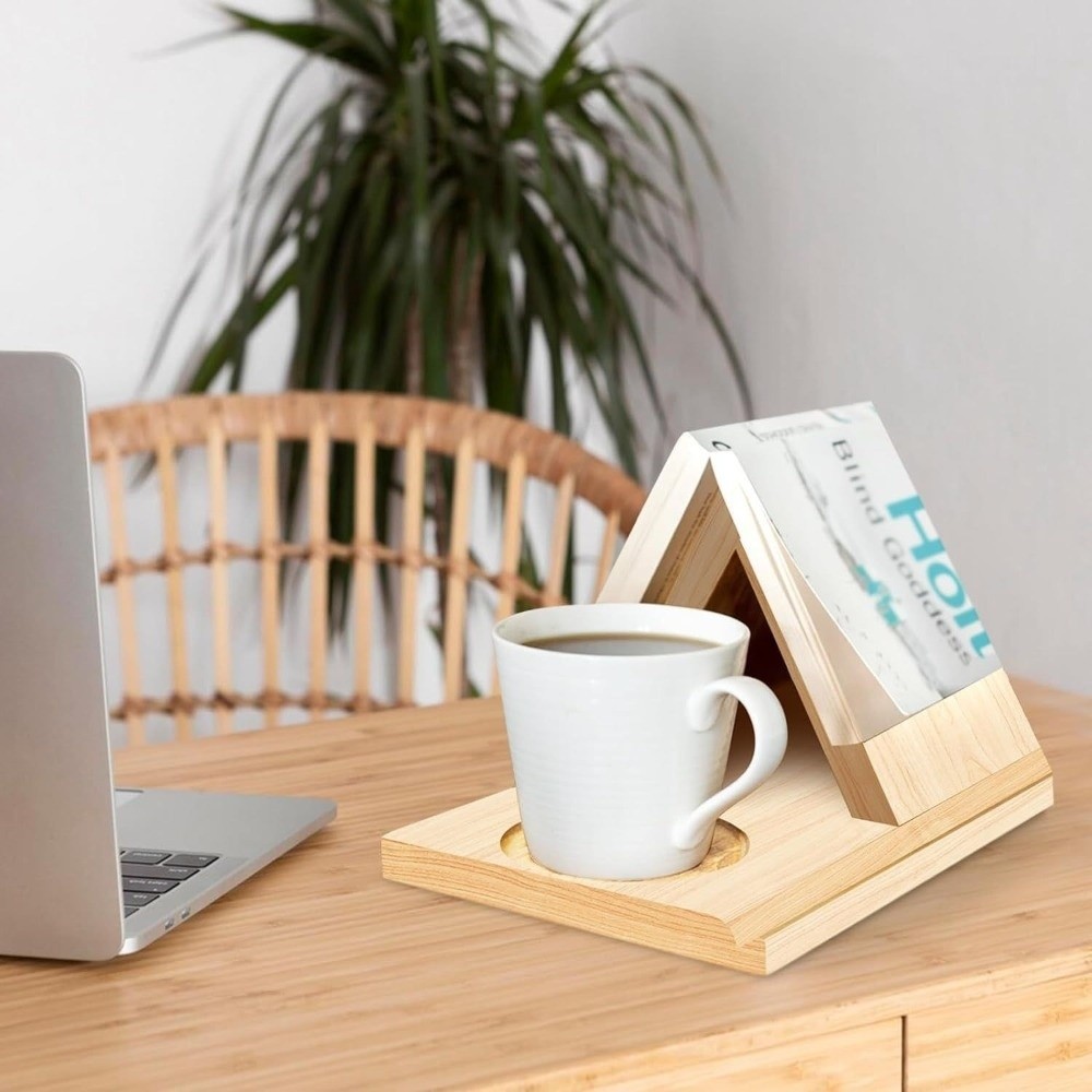 Giá đỡ sách bằng gỗ PWSEND, Giá đọc sách tam giác 2 trong 1, Giá đỡ máy tính bảng di động Phòng học