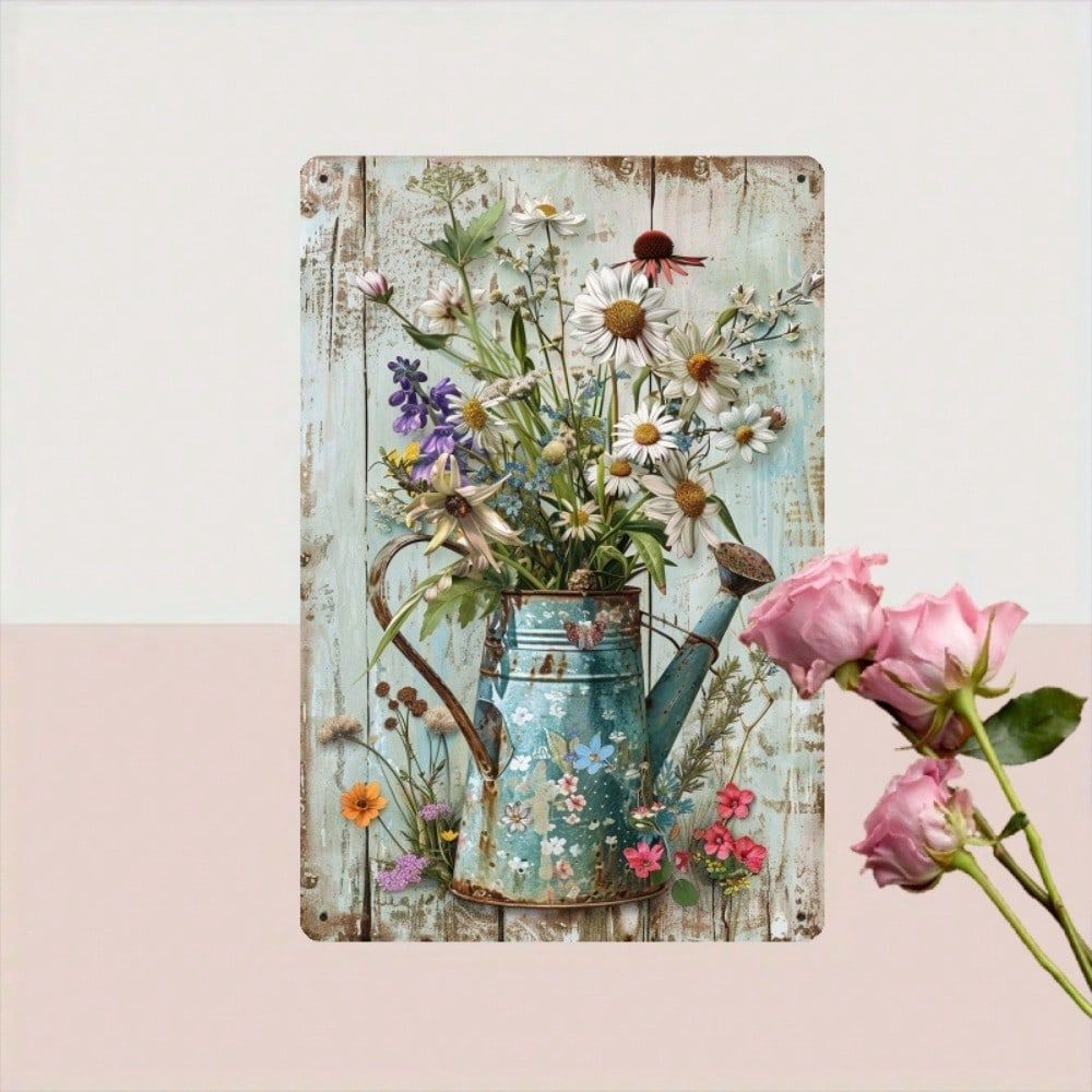 CIFbuy Vintage Farmhouse Kim Loại Trang Trí Tường Xanh Tưới Cây Có Thể Thiết Kế Hoa Mộc Mạc Trong Nhà Ngoài Trời Treo Nghệ Thuật