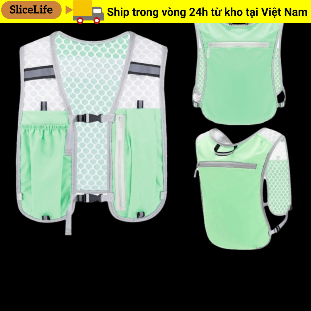 Áo Vest Chạy Phản Quang Nylon Chống Thấm Nước, Có Giá Đỡ Điện Thoại và Bảo Quản Bình Nước