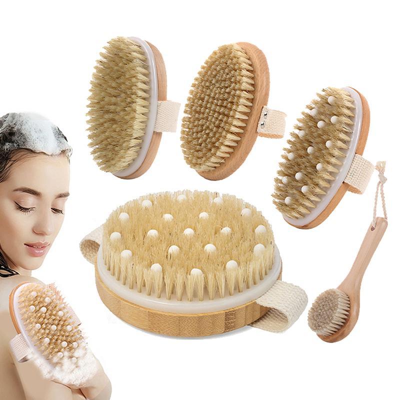 GOAY 1 Cái Tẩy Tế Bào Chết Bằng Gỗ Massage Toàn Thân Bàn Chải Tắm Lông Tự Nhiên Bàn Chải Mềm SPA Người Phụ Nữ Người Phụ Nữ Chăm Sóc Da Ướt Khô Body Brush VN