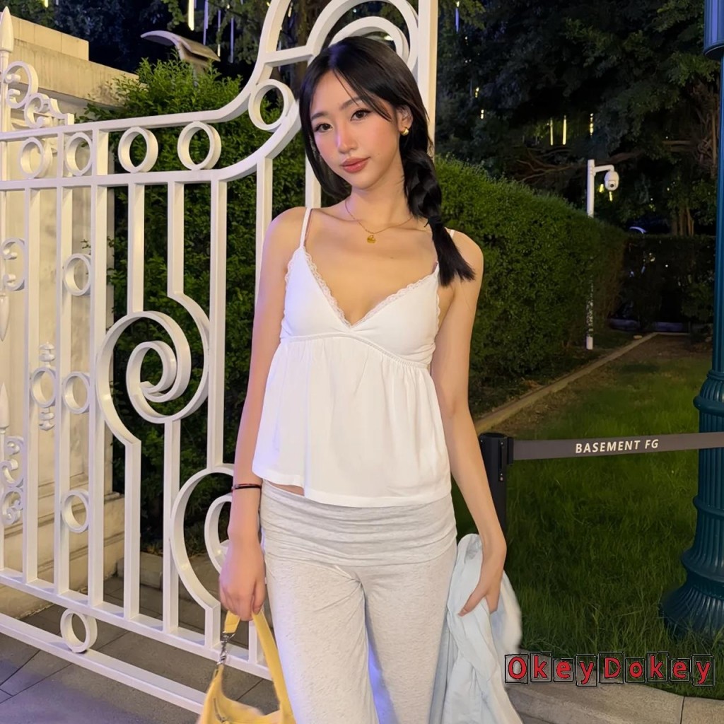 ODokey-Nữ Mùa Hè Không Tay Spaghetti Dây Ren Viền Babydoll Áo