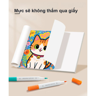 【36/48/60 Màu】 Bút Màu Acrylic Marker 2 Đầu, Mực Ra Đều, Không Bay Màu, Thích Hợp Cho Trẻ Em Viết, Vẽ