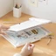 Hộp đựng tài liệu YOI Clear ABS có kẹp và dây buộc Hộp sắp xếp tập tin hai lớp để sử dụng văn phòng, trường học và du lịch