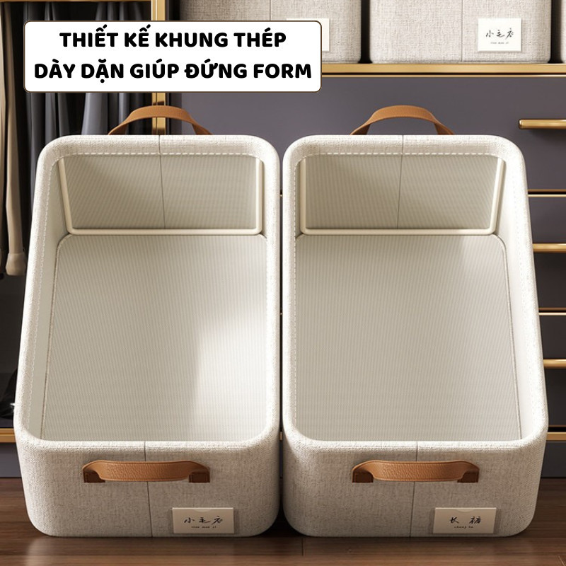 Hộp Vải Đựng Quần Áo Có Quai ENODA HOME, Hộp Vải Khung Thép Dày Dặn Lưu Trữ Quần Áo, Đồ Lót HV001