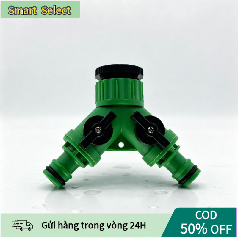 【COD】Van chia nước 2 nhánh với thiết kế chữ Y, tích hợp van khóa trên mỗi đầu ra để kiểm soát dòng chảy linh hoạt.