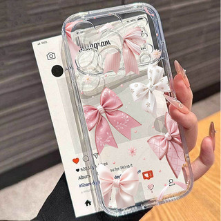 Ốp Điện Thoại Cho OPPO Reno 15F 13F 14F 15 11 12 13 14 Pro 5G Ốp Lưng Thời Trang Trái Tim Tình Yêu Dễ Thương Nơ Sóng Điểm TPU Bảo Vệ Camera Trong Suốt Silicon Chống Sốc Mềm Trong Suốt