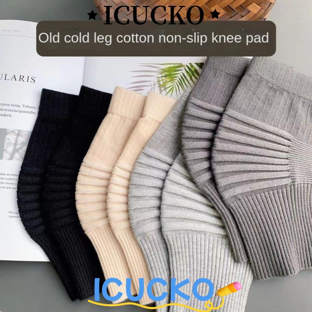 Miếng lót đầu gối thể thao cotton co giãn đàn hồi, thiết kế đen xám sọc, hỗ trợ và giữ ấm cho người dùng