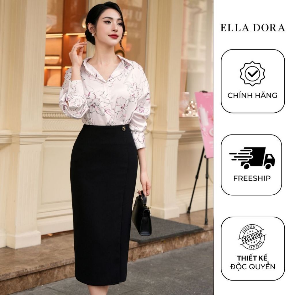 Chân váy ELLA DORA thiết kế đắp tà 1 cúc form bút chì tôn dáng thanh lịch phong cách công sở [CV137]