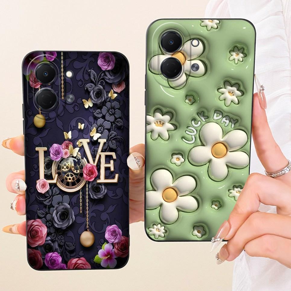 Ốp Lưng Mềm Silicon Lỏng Cho Tecno Spark GO 3 GO3 KN3 Ốp Điện Thoại Sang Trọng Nữ Tính Hoa Bướm Nơ Tranh Vỏ