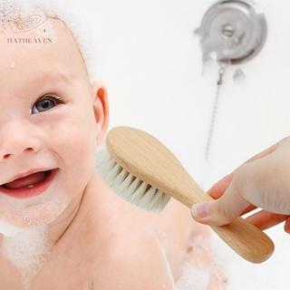 [hatheaven] Chăm sóc em bé Len nguyên chất tự nhiên cho bé Bàn chải tóc Bàn chải tóc cho bé Sơ sinh Lược chải tóc cho trẻ sơ sinh Máy mát xa đầu Nice