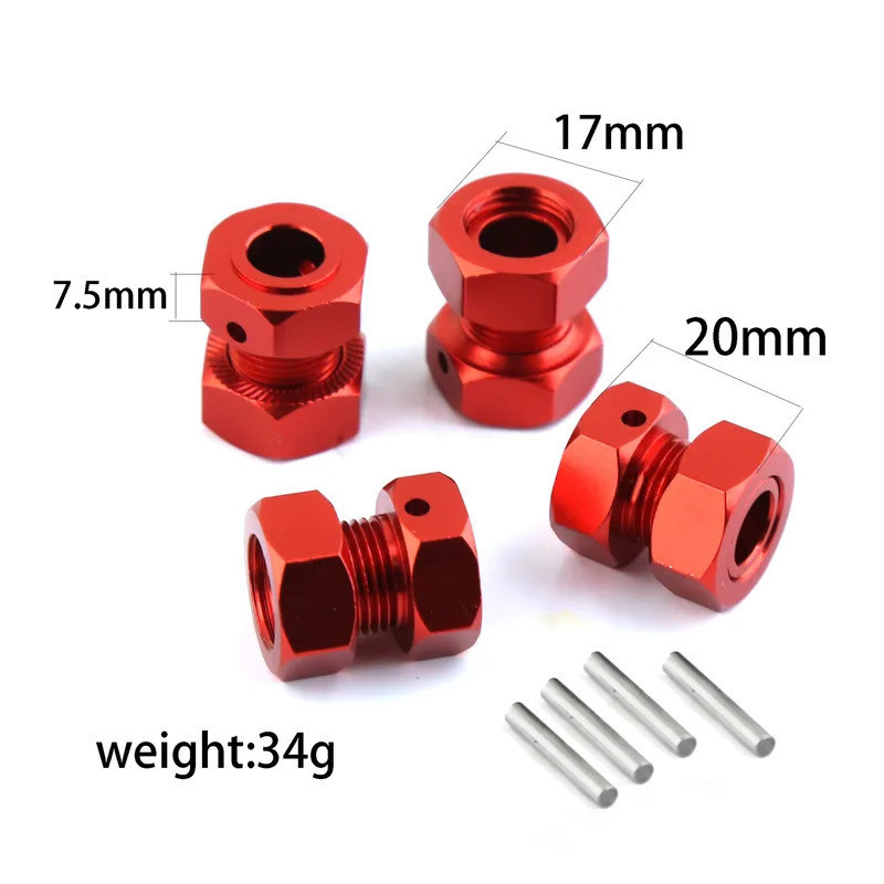 Bộ chuyển đổi trung tâm lục giác bánh xe mở rộng 17mm bằng kim loại cho Arrma 6S KRATON Typhon Outcast 1 / 7 Vi phạm không giới hạn Mojave Felony Nâng cấp