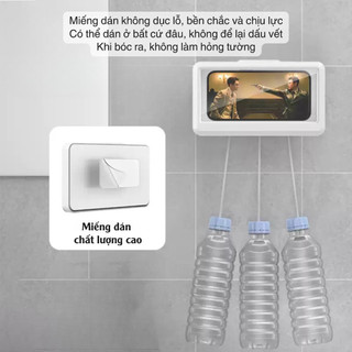 【Hỷ】Bộ sản phẩm hộp điện thoại nhà tắm gồm hộp xoay 360 độ và 2 móc dính, tiết kiệm không gian, lắp đặt nhanh.