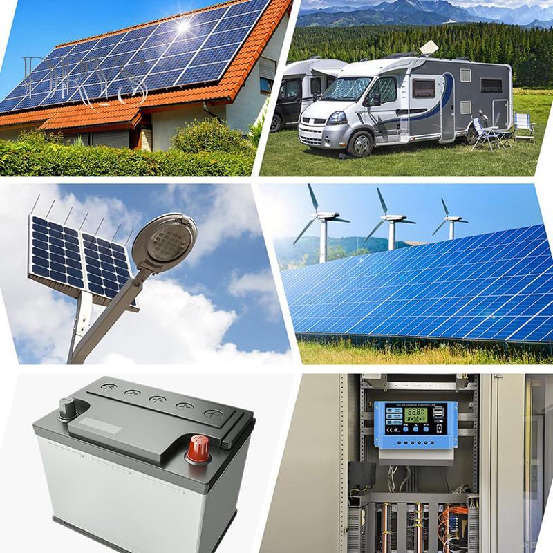 (TFT) Bộ điều khiển sạc năng lượng mặt trời 30A 20A 10A 12V 24V Bảng điều khiển năng lượng mặt trời tự động Bộ điều khiển LCD PV cho pin chì, USB kép MỚI