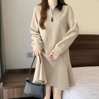 Đầm Nữ cổ cao tay dài cao cấp dành cho nữ, thiết kế mùa xuân, đơn giản và tôn dáng, thích hợp mặc ngoài hoặc làm việc