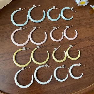 Bông tai hình chữ C nhỏ giọt zircon phong cách Hàn Quốc, thiết kế đơn giản, nữ tính