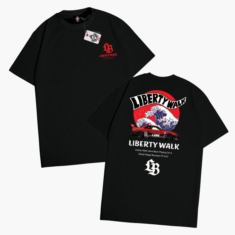 Mùa Hè Rời Cổ Tròn Cotton Nguyên Chất JDM Liberty logo Ô Tô In Hình Size Lớn Áo Thun Tay Ngắn 0478
