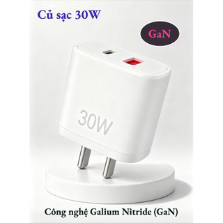 Bộ sạc nhanh 30W, công nghệ GaN  Tương thích với iPhone 15-17 công suất thực tế,đạt chứng nhận 3C,