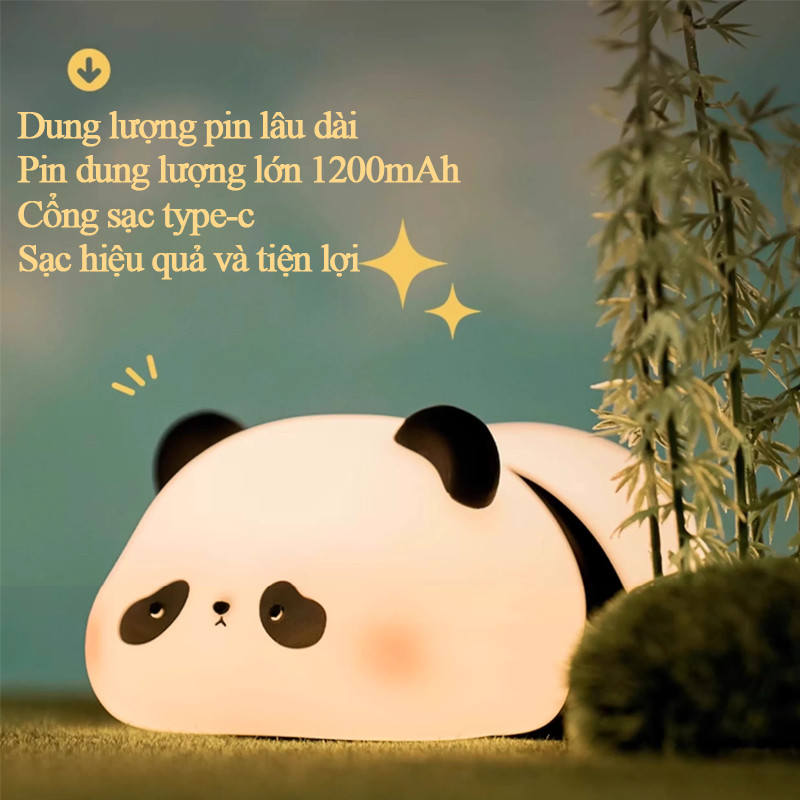 PANDA Đèn ngủ,PhĐiều chỉnh độ sáng,im hoạt hình dễ thương phòng nhỏ ánh sáng ban đêm,Sạc USB Tiện Lợi