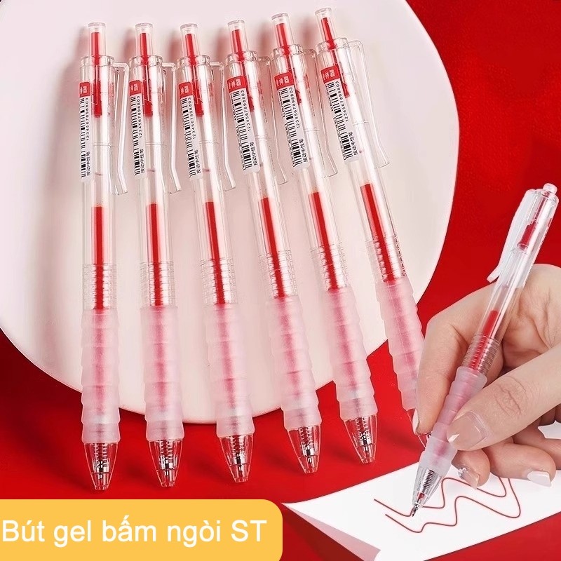 Bút bi mực đỏ xanh, lõi 0.5mm, viết đều và mượt mà, cán cầm dạng vân mây, dành riêng cho học sinh