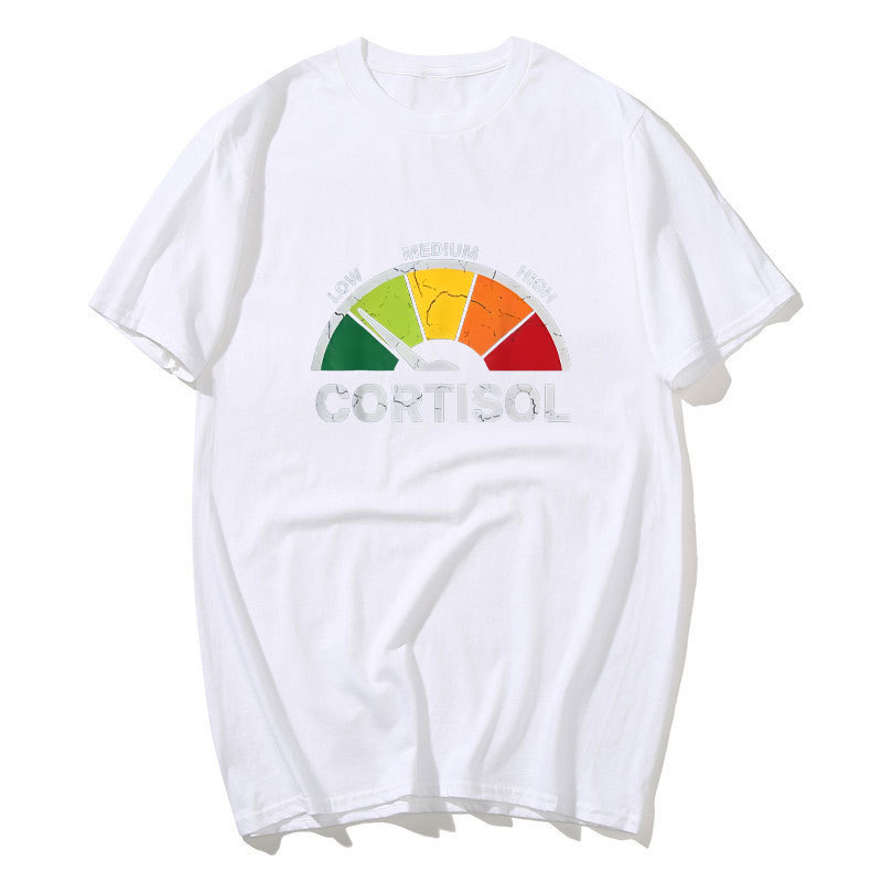 Low Cortisol Cấp Nhận Thức Tuyên Bố Áo nam Nữ 100% Cotton Áo Sơ Mi Tay Ngắn