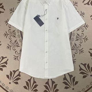 Áo sơ mi tay ngắn cao cấp với logo ngựa thêu, bằng cotton nguyên chất, phù hợp cho nam và nữ