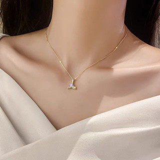 Vòng cổ vàng zircon đuôi cá mặt dây chuyền phong cách Hàn Quốc sang trọng, thiết kế độc đáo