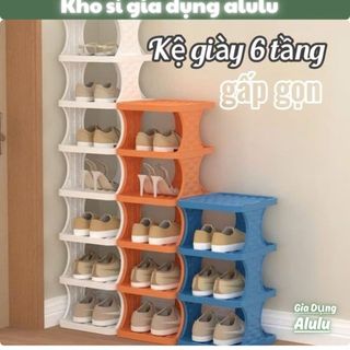 Kệ Giày 6 Tầng Gấp Gọn Tiện Lợi, Kệ Dép Nhựa Đa Năng Tiết Kiệm Diện Tích - Kho Sỉ Gia Dụng Alulu