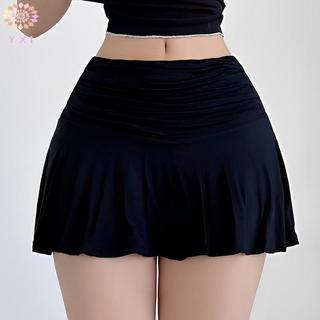 Váy chữ A ngắn eo thấp có quần lót nội bộ, mới và an toàn cho mùa hè