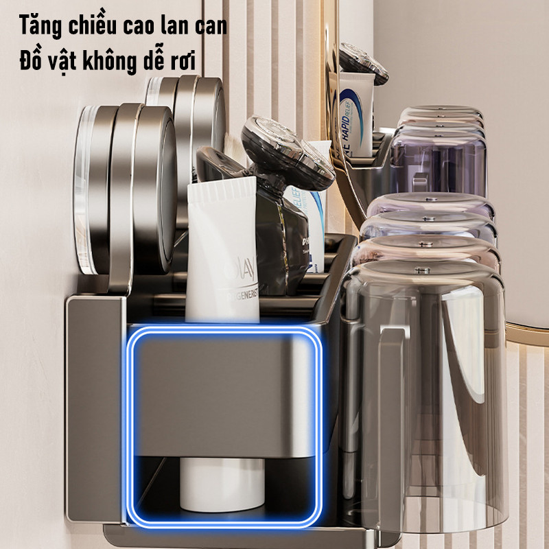 Kệ Hút Chân Không Để Bàn Chải & Cốc - Nhôm Hàng Không Chống Gỉ, Hút Siêu Chắc, Gọn Đẹp Cho Phòng Tắm