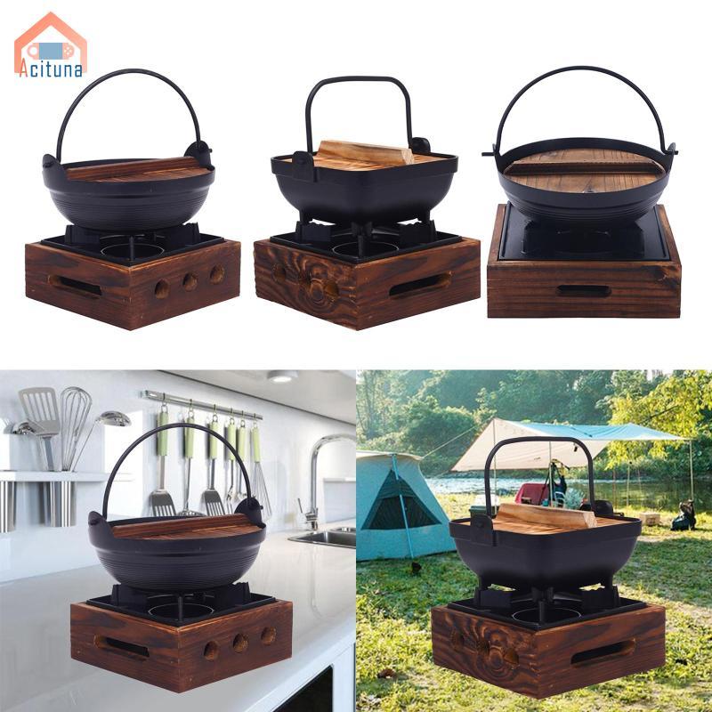 Acutuna Nồi gang gang phong cách Nhật Bản Nồi súp dung tích lớn có tay cầm cắm trại Nhà hàng và Nấu ăn tại nhà