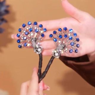 ✪Cảm Thấy Retro Con Công Kẹp Tóc Nữ Đầu Lưng Bud Đầu Tóc Lười Bóng Đầu Xoắn Kẹp Mũ Đội Đầu NSBX
