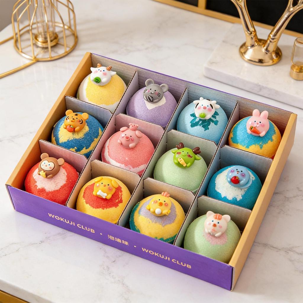 Bom tắm kèm đồ chơi 12 quả bóng muối làm sạch nước hoa cho trẻ em bất ngờ bên trong tạo bọt bong bóng cửa hàng tắmidaevn