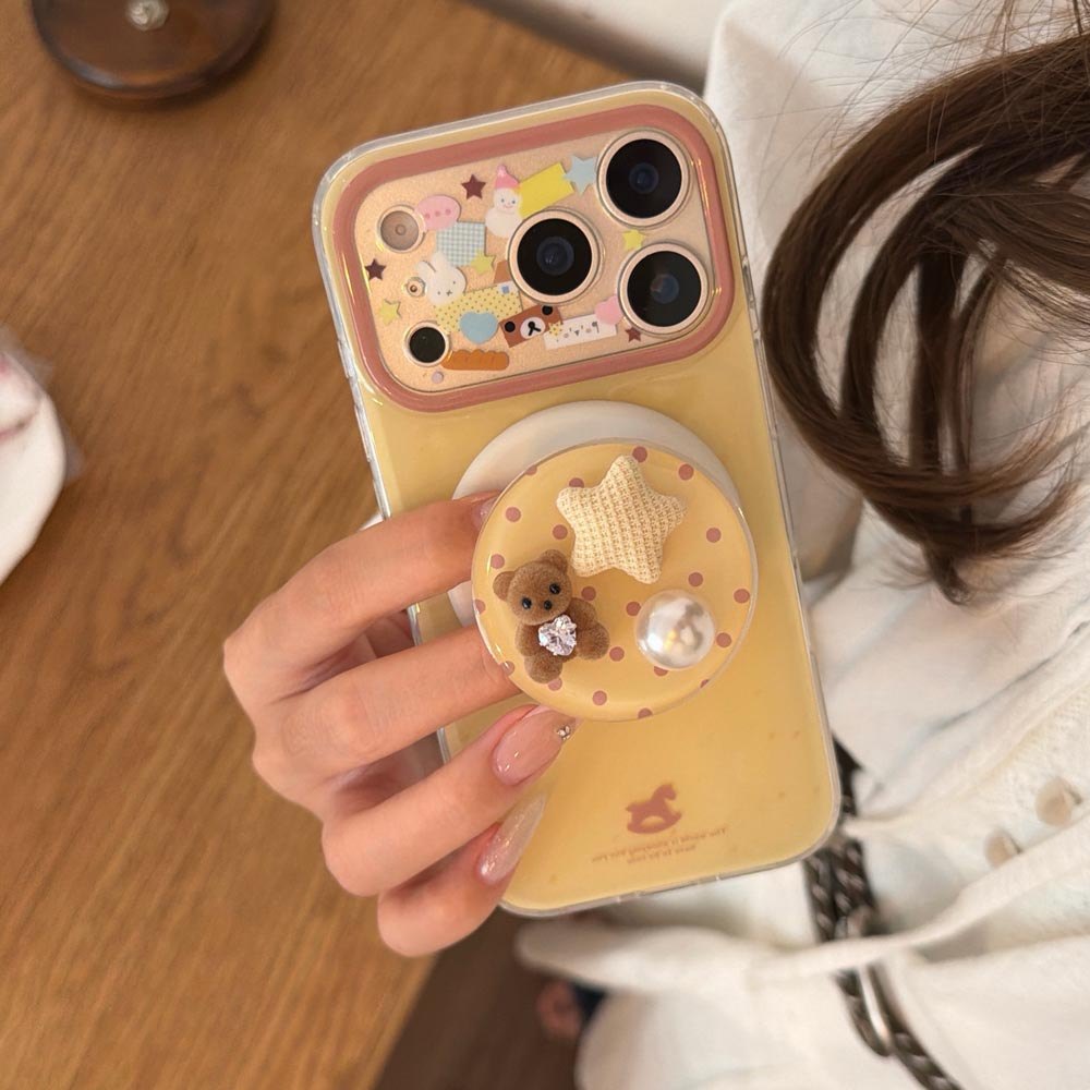 Ốp Lưng Cứng Tương Thích Với iPhone 13 14 14Pro 14ProMax 15 15Pro 15ProMax 16 16Pro 16ProMax 17 17Pro 17ProMax Ốp Nam Châm Họa Tiết Màu Vàng Hồng