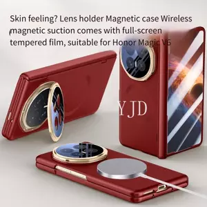 YJD Ốp Lưng Cho Honor Magic V6 Skin Feel Vỏ Tích Hợp Màng Hợp Kim Giá Đỡ Ống Kính Chống Rơi Vỏ Điện Thoại