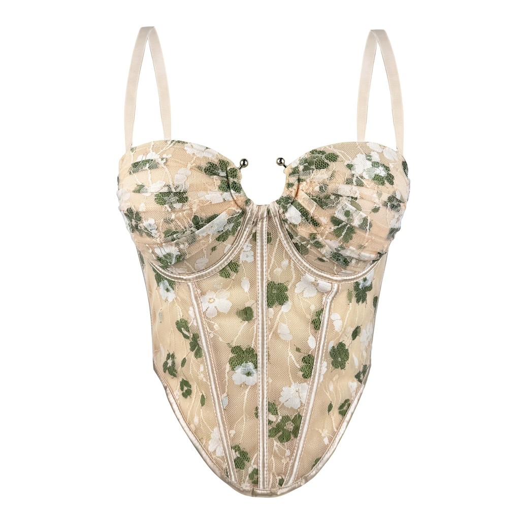 Corset lưới xương cá phong cách xuân hè, ôm vừa vặn với miếng lót ngực camisole