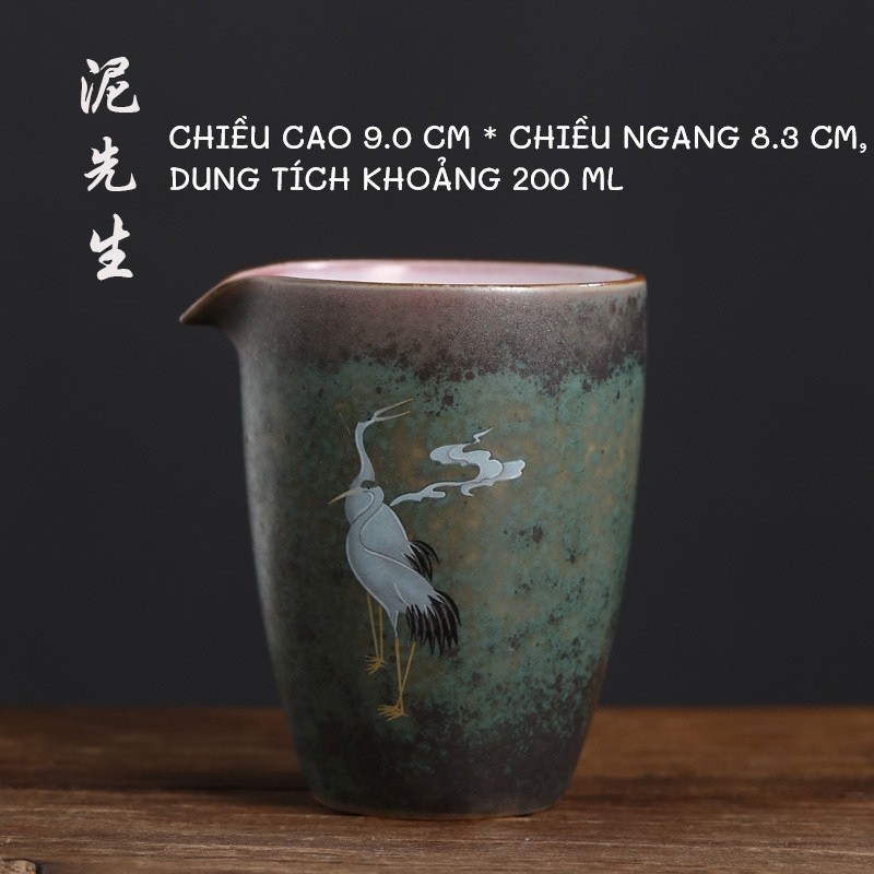 Tống Chuyên Trà Bằng Sứ Họa Tiết Hạc Tiên Dung Tích 200 ml