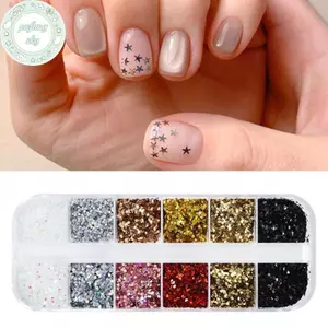 PUSKY 1mm Mini Ngôi Sao Lấp Lánh Móng Tay Lấp Lánh Tình Yêu Trang Trí Móng Tay Móng Tay Thiết Kế Salon Phụ Kiện Dễ Thương DIY Nail Art Design VN