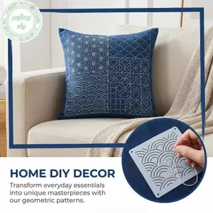 PUSKY Stencil Sashiko Tái Sử Dụng, Dụng Cụ DIY May Mặc và Trang Trí