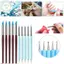 PUSKY 1 / 10 / 15 Cái / bộ Dual Ended Kim Cương Giả Móng Tay Nghệ Thuật Bút Silicon Điêu Khắc / 3D Hoa Khắc / Chấm Móng Tay Dụng Cụ Làm Móng Tay Bàn Chải VN