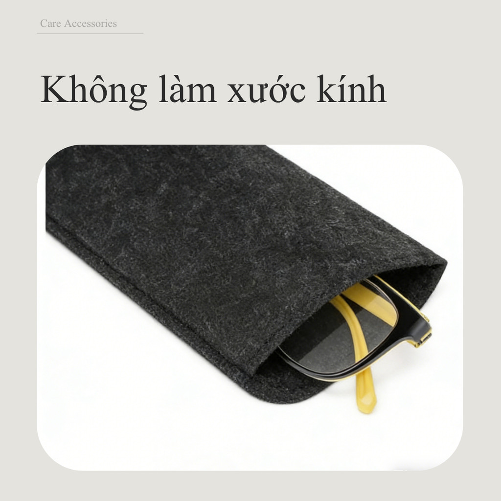 LENSSCAPE -Túi đựng kính bằng nỉ màu xám đậm – in logo thương hiệu, thiết kế riêng biệt