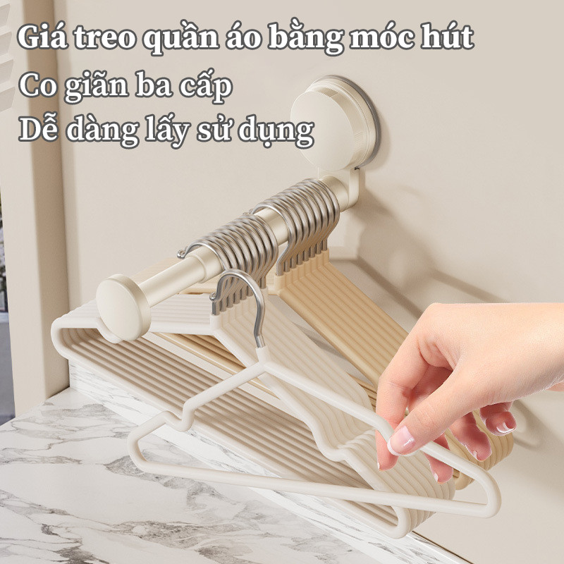 Móc Treo Quần Áo Hút Chân Không Gấp Gọn - Thanh Treo Tường Lực Hút Mạnh, Chịu Tải Cao, Dùng Ban Công & Gia Đình
