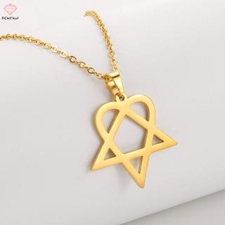 Mặt dây chuyền thép không gỉ thiết kế Heartagram Star Heart, phong cách cổ điển và đơn giản