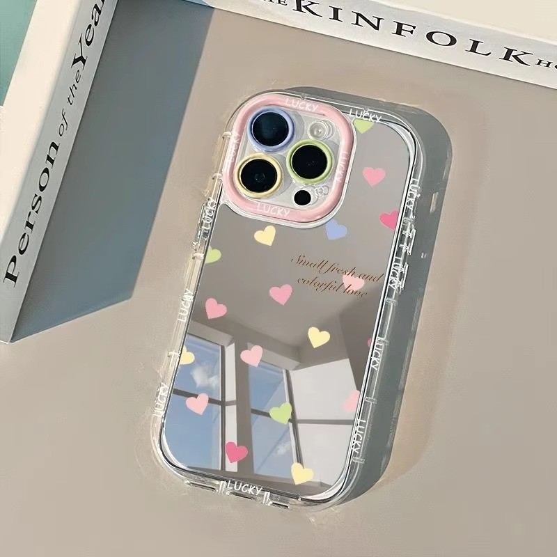 Đẹp Nhiều Màu Sắc Tình Yêu Họa Tiết Tiếng Anh Gương Ốp Lưng Điện Thoại iPhone 17 16 15 14 13 12 11 Pro Max 16E XR X XS 7 8 Plus Vỏ Chống Sốc