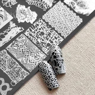 (TFT) Pháp Ren Wave Line Nail Stamping Plates Hình ảnh DIY In Hình Học Stencil Dụng Cụ Inox Làm Móng Tay Tem Mẫu MỚI