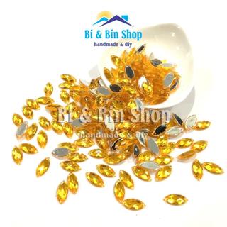 144 Viên Đá Kết Nhựa Lá Me 7x15mm Đính Kết Trang Phục Làm Phụ Kiện Thời Trang